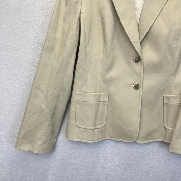 Tahari Arthur S Levine Blazer‎ Jacket Womens 12 Stretch Tan Business Casual - Picture 10 of 16